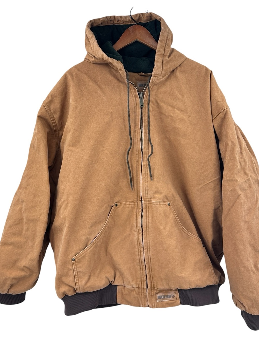 WOLVERINE Jacket Hooded Insulated Zip Up Heavy Workwear Brown